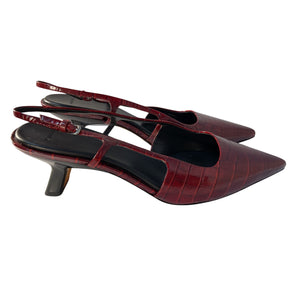 Vince Sleek Red Currant Croc Bianca Slingback Pumps Size 10