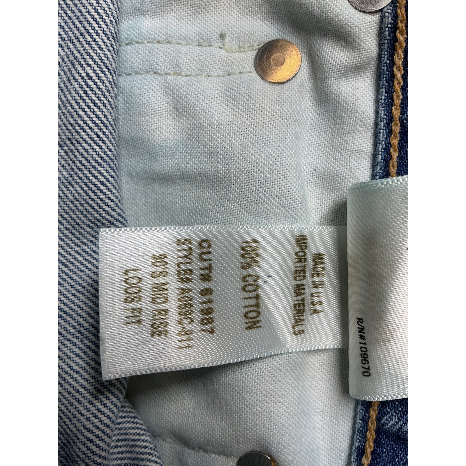 Agolde '90S' Blue Cotton Mid Rise Loose Fit Jean Size 29