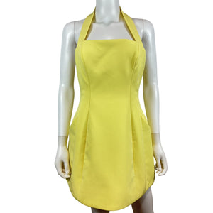 Bardot Halter Yellow Nevelle Mini Dress Size 4