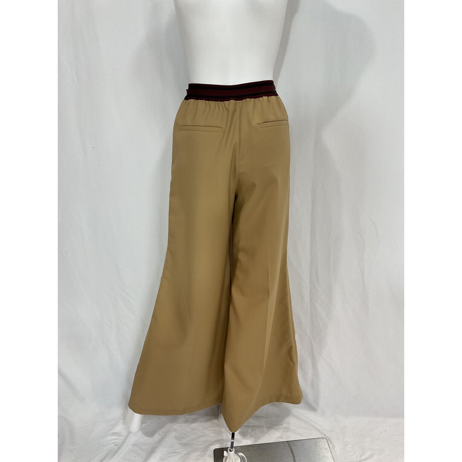 Marni Pleated Beige Grain 'De Poudre' Wool Wide-Leg Pants Size 6