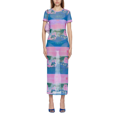 Miaou Sheer Blue Billie Midi Dress Size S