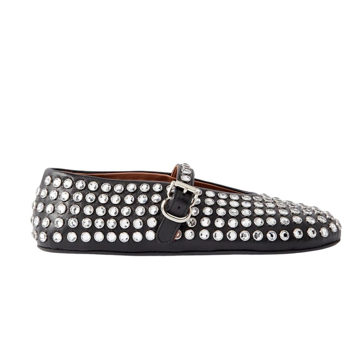 Alaia Crystal Embellished Black Mary Jane Flats Size It 38.5/ US 8.5
