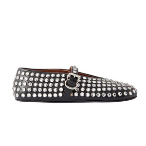 Alaia Crystal Embellished Black Mary Jane Flats Size It 38.5/ US 8.5