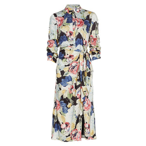 Cinq à Sept Floral Black Multi Jacey Wildwood Flower Midi Dress Size 6