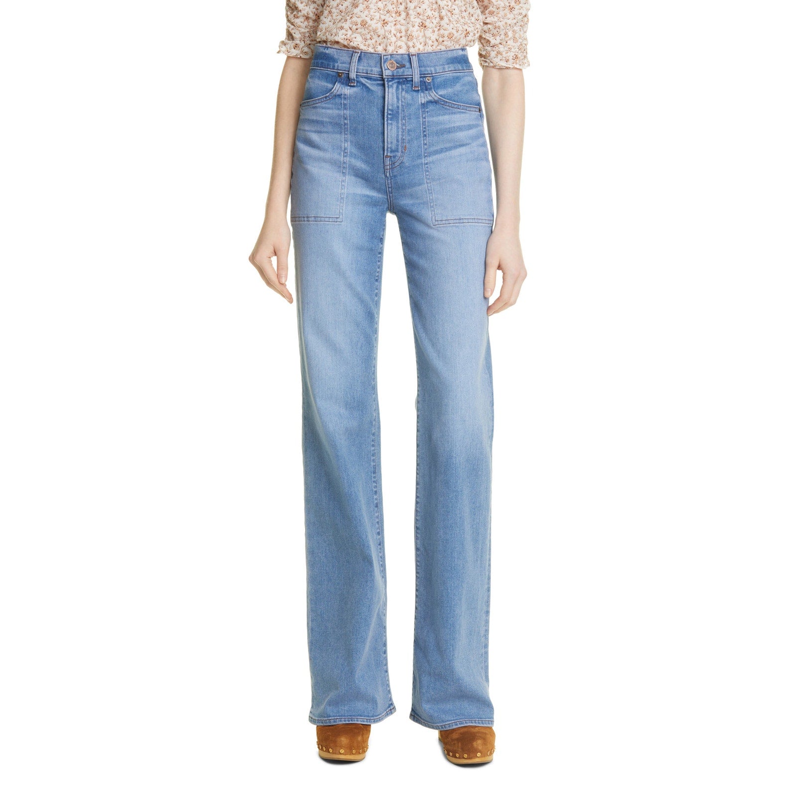 Veronica Beard Crosbie Blue Cotton Wide Leg Denim Jean Size 27