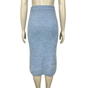 Self-Portrait Embellished Metallic Blue Midi Skirt Size Small