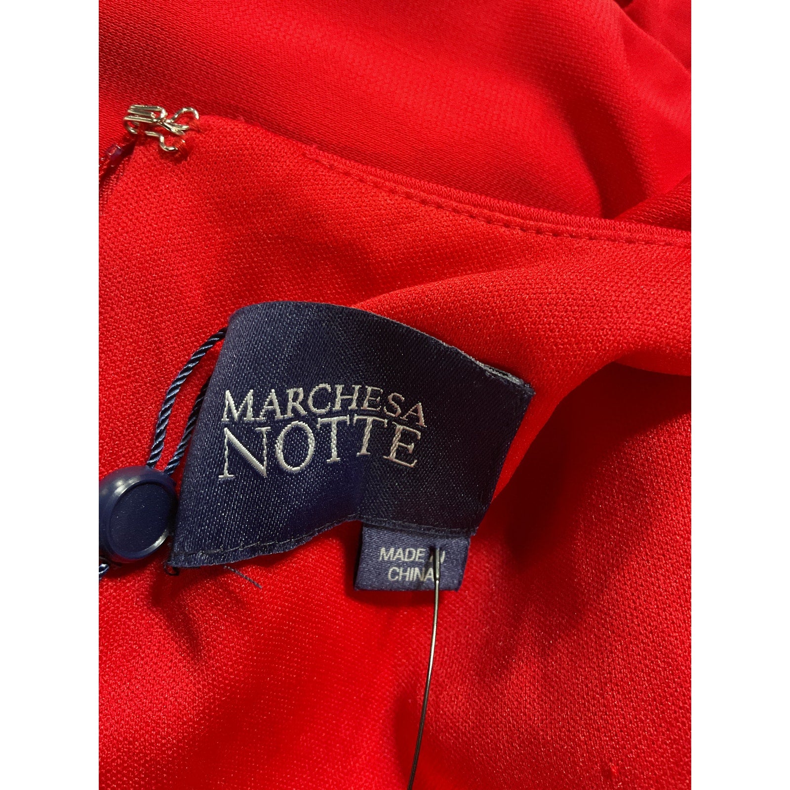 Marchesa Notte Red V-Neck Flower Applique Long Dress Size OS - NWT