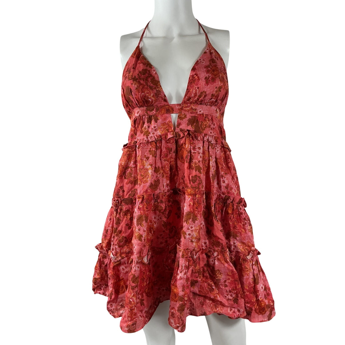 Cami Nyc Tiered Floral Salmon Doris Minidress Size S