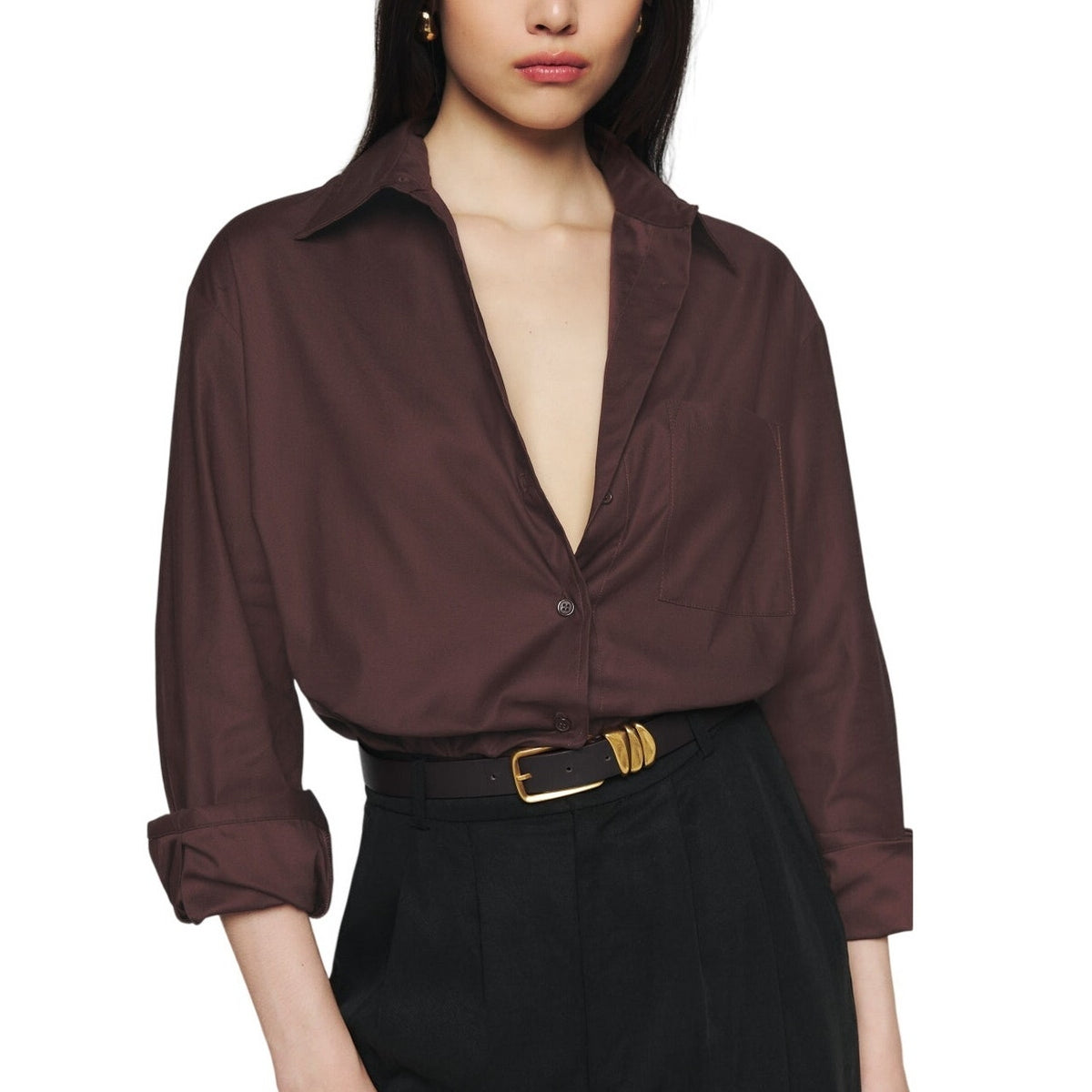Reformation Oversized Brown Will Shirt Size M