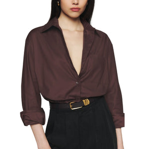 Reformation Oversized Brown Will Shirt Size M