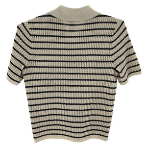 Rag & Bone Striped Beige Viola Polo Shirt Size SP