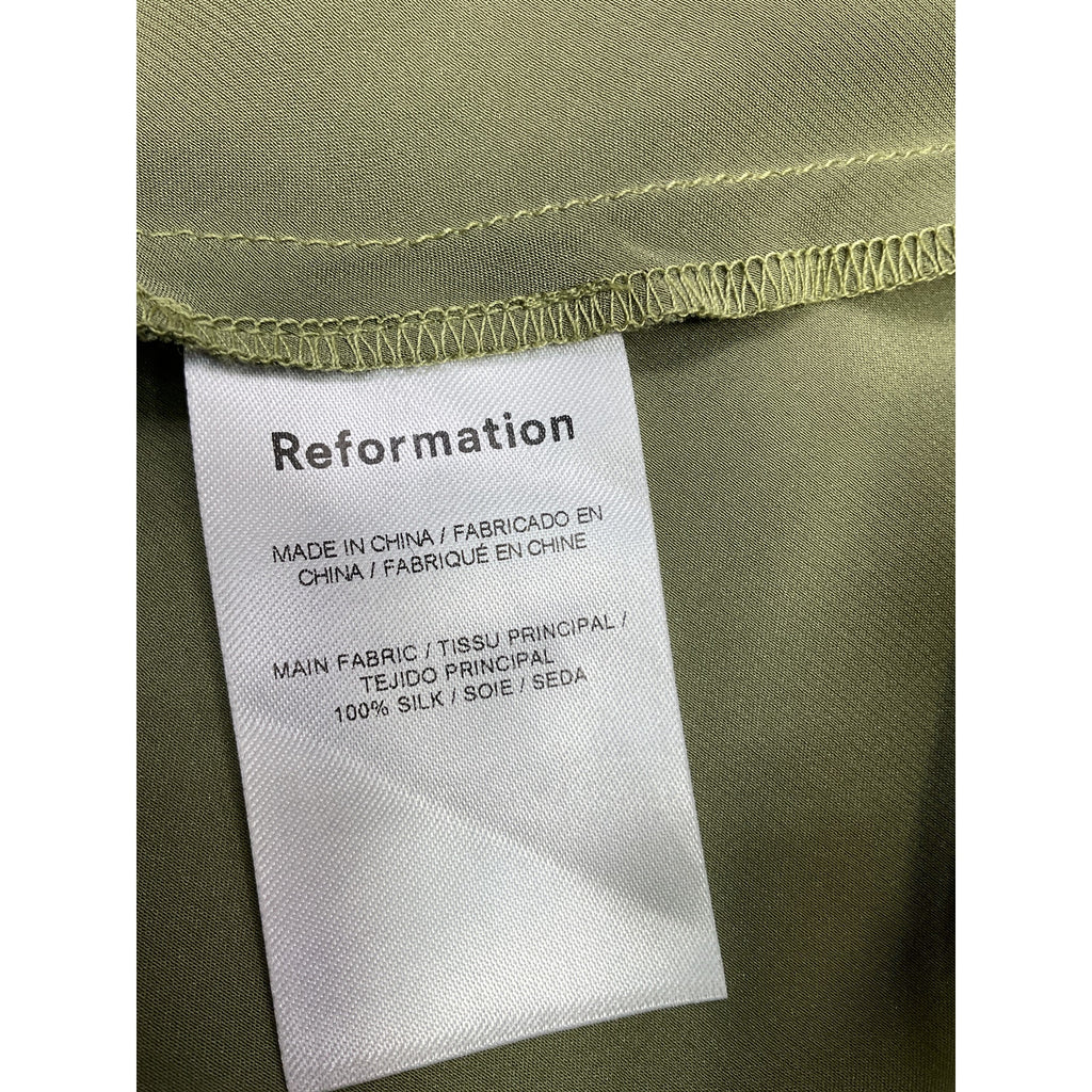 Reformation 'Sorrentine' Green Silk Dress Size 2