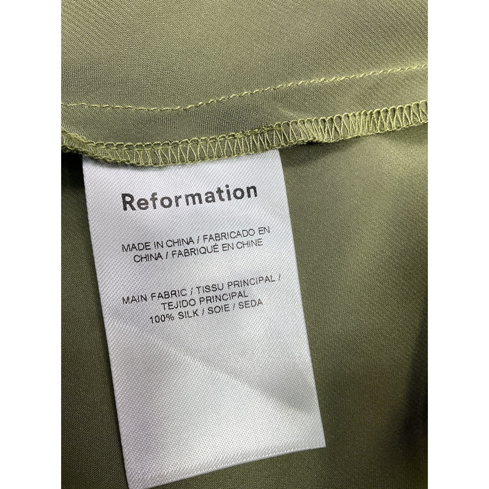 Reformation 'Sorrentine' Green Silk Dress Size 2