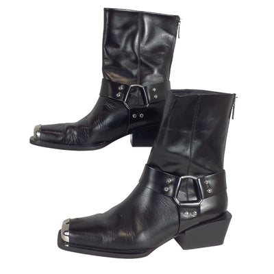 Aeyde Ring Detailed Black Wayne Boots Size IT 39 / US 8