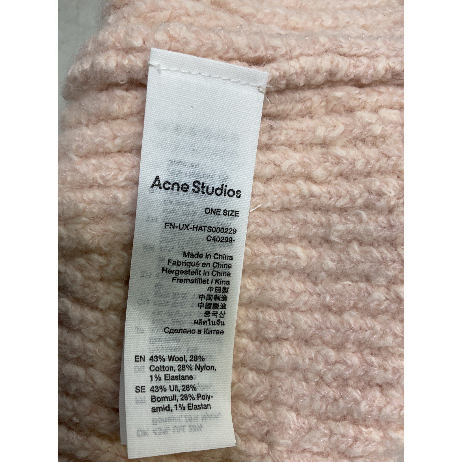 Acne Studios 'Korval' Pink Cotton Beanie Size OS