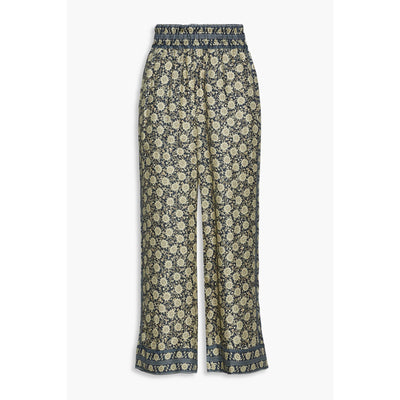 Joie 'Printed' Green Silk-Twill Wide-Leg Pants Size M - NWT