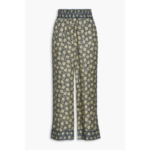 Joie 'Printed' Green Silk-Twill Wide-Leg Pants Size M - NWT