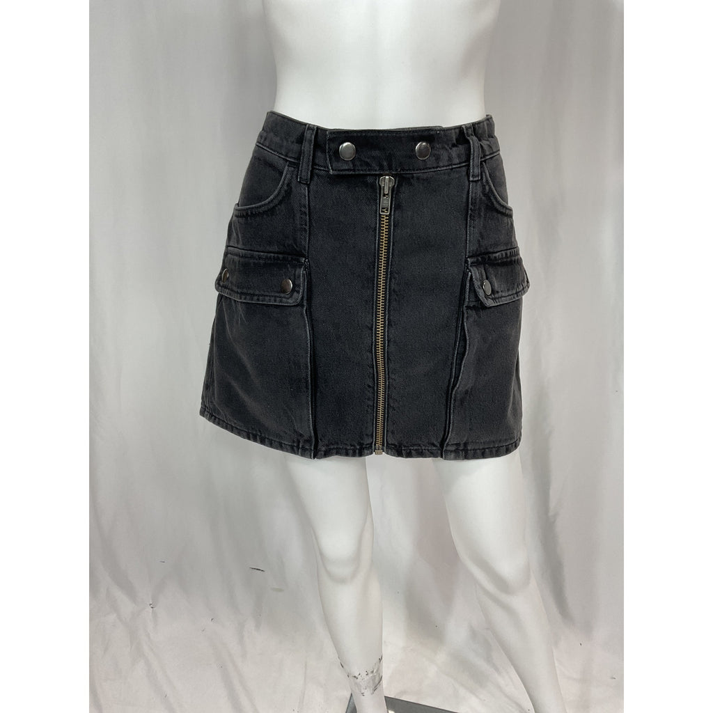 Reformation 'Marcus' Black Denim Mini Skirt Size 28