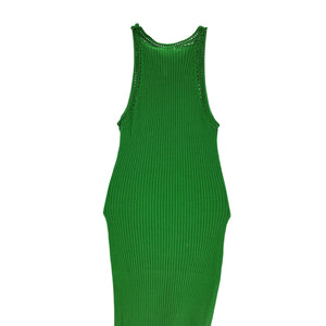 Autumn Cashmere Crochet Trimmed Green Halter Rib Dress Size S