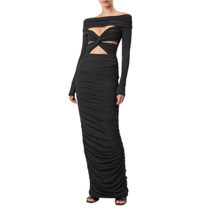 Ronny Kobo Ruched Black Nikki Gown Size S