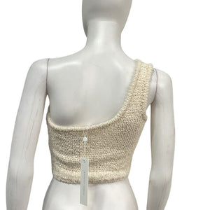Simkhai Asymmetric Cream Knit Delilah Crop Top Size S NWT