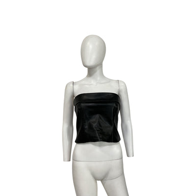 Helsa 'Waterbased' Black Polyurethane Bustier Top Size M