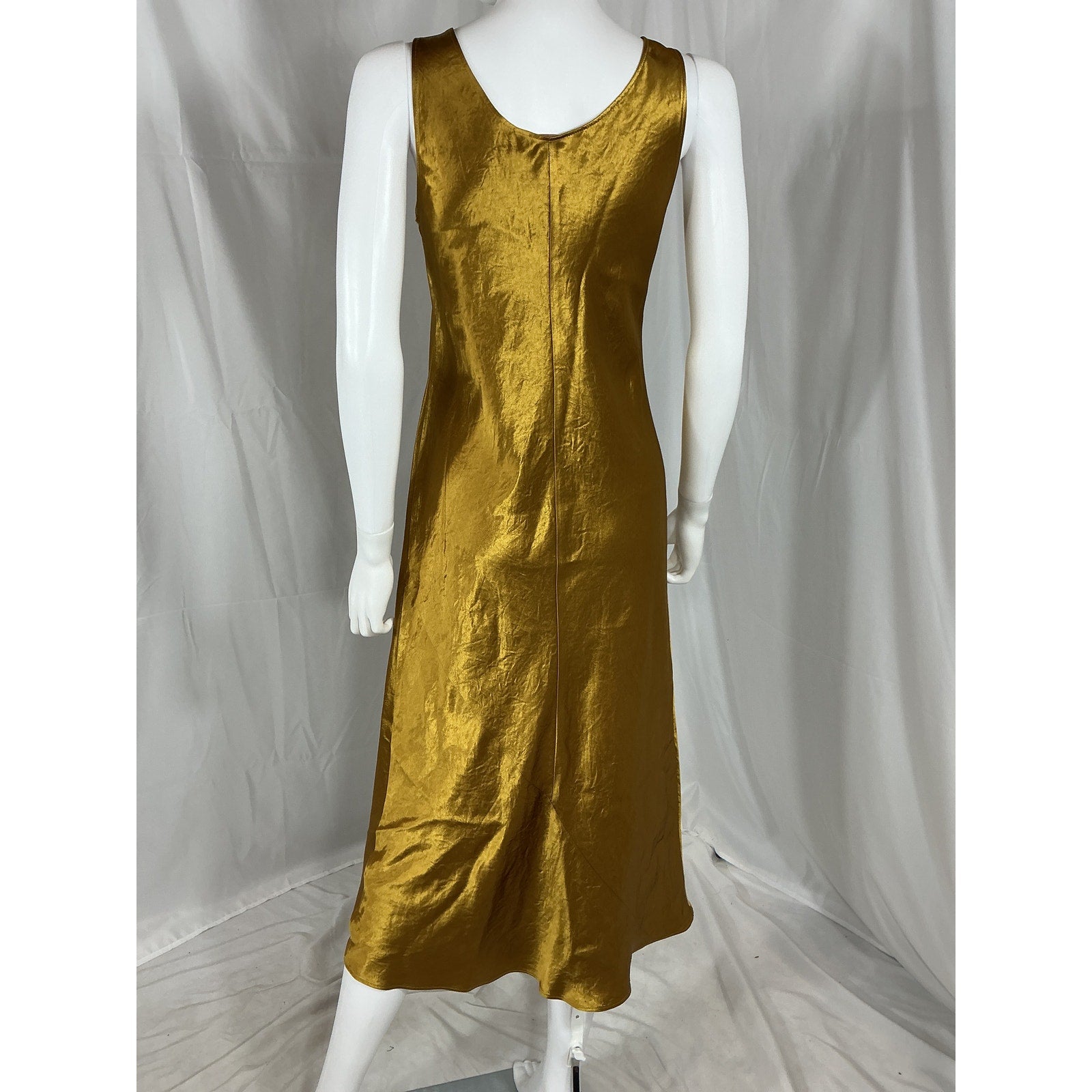 Max Mara 'Talete' Gold Acetate Crinkled-Satin Midi Dress Size 4