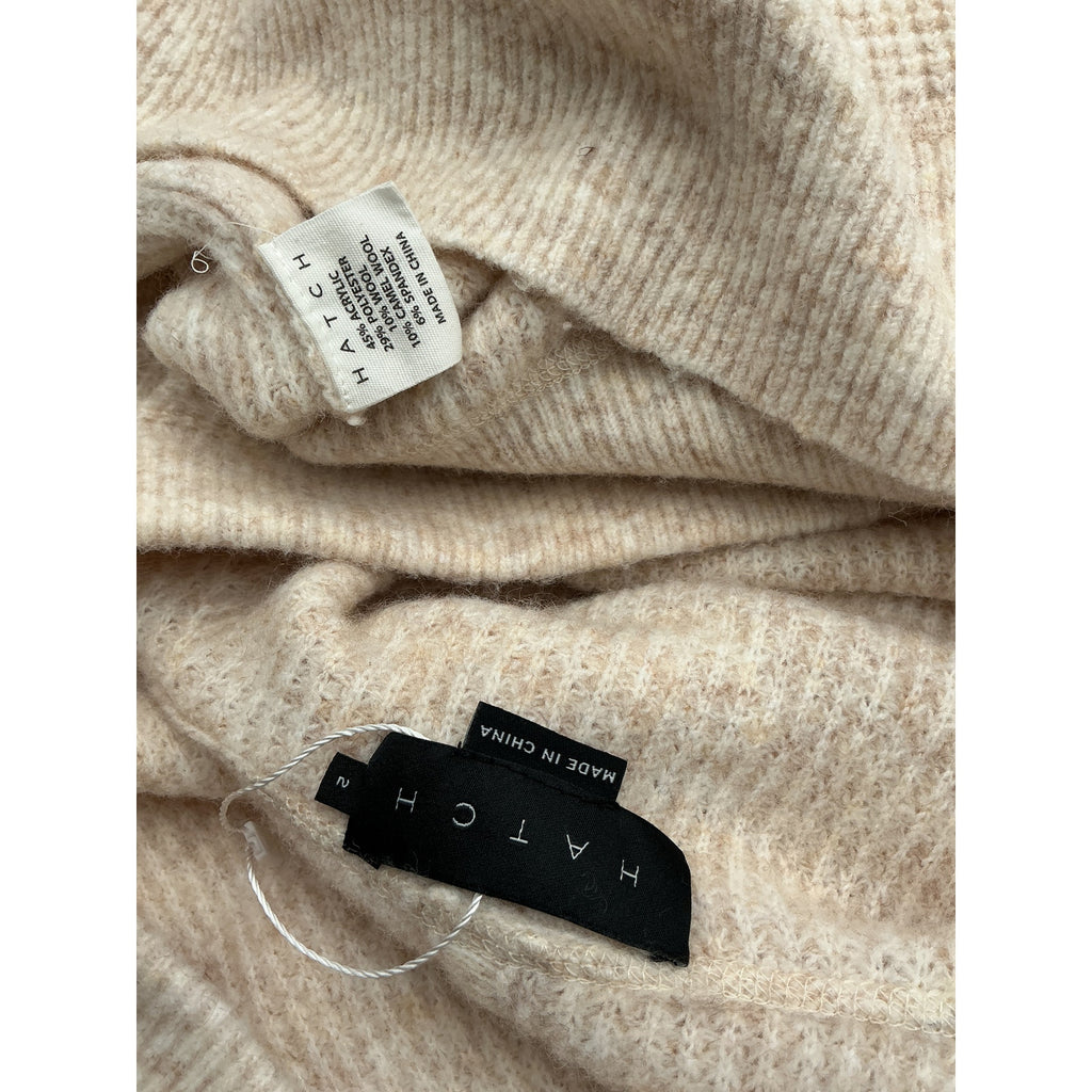 Hatch 'The Cozy' Beige Acrylic Waffle Hoodie Size 2