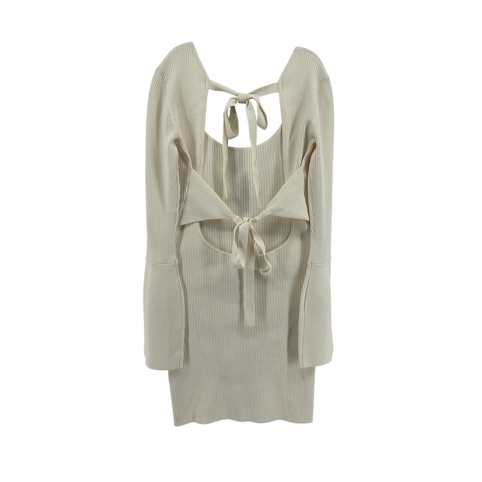 Alexis 'Terza' Cream Rayon Open-Back Ribbed-Knit Mini Dress Size S