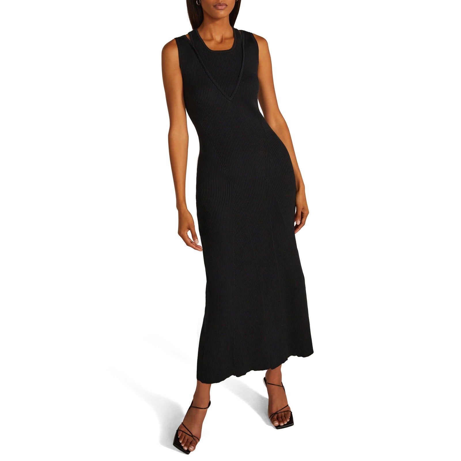 Favorite Daughter 'The Gemini' Black Cotton Cashmere Blend Sleeveless Dress Size L