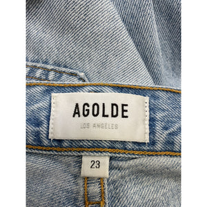 Agolde 'Riley' Blue Cotton High Rise Straight Crop Denim Jean Size 23