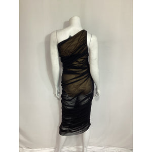 Norma Kamali 'Diana' Black One Shoulder Ruched Gown Size M - NWT