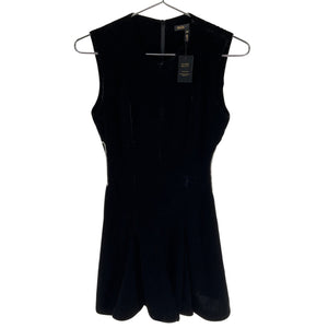 Maje Sleek Black Velvet Mini Dress Size 36 NWT