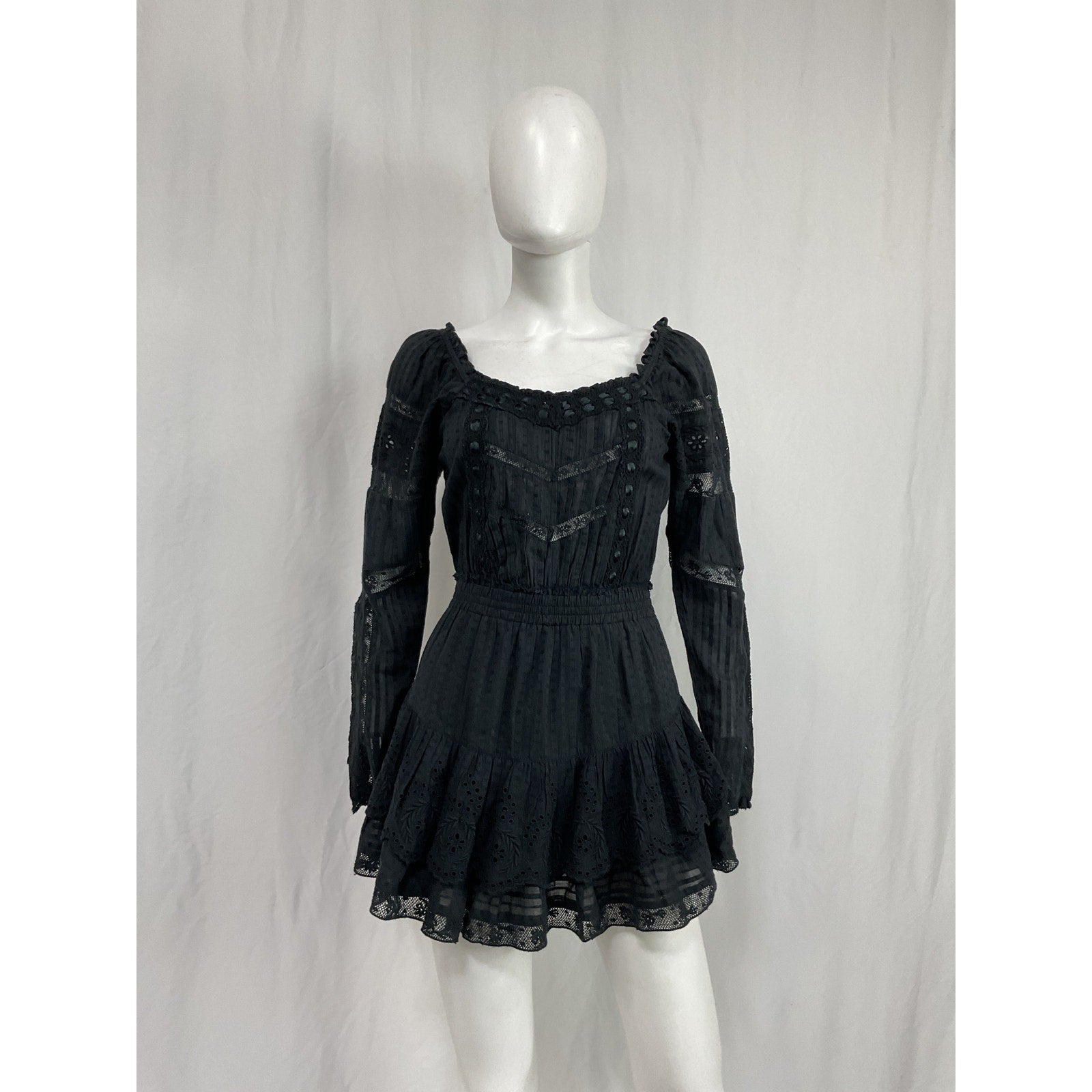 Loveshackfancy 'Sanaya' Black Cotton Mini Dress Size XS