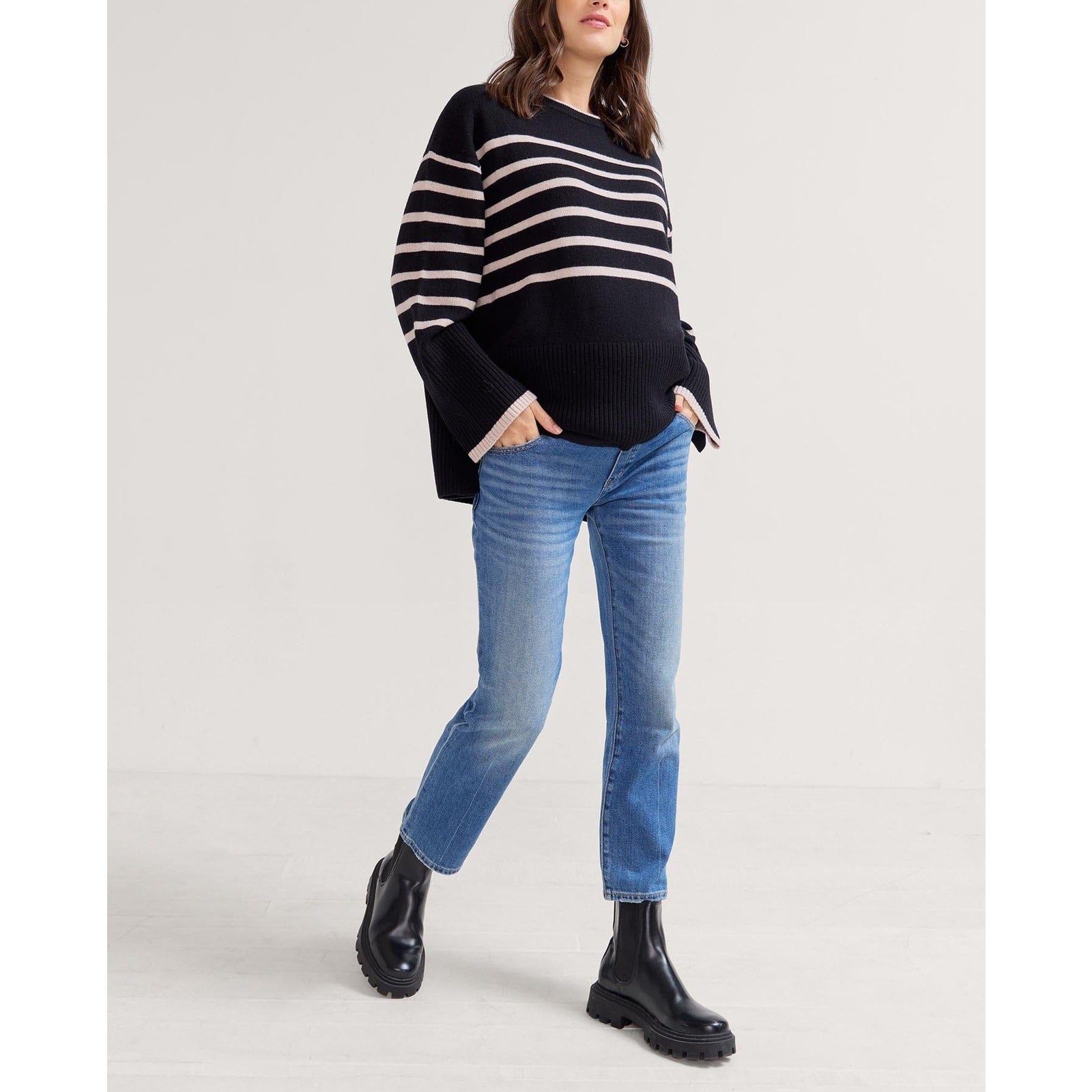 Hatch 'The Over The Bump' Blue Straight Maternity Denim Jean Size 26