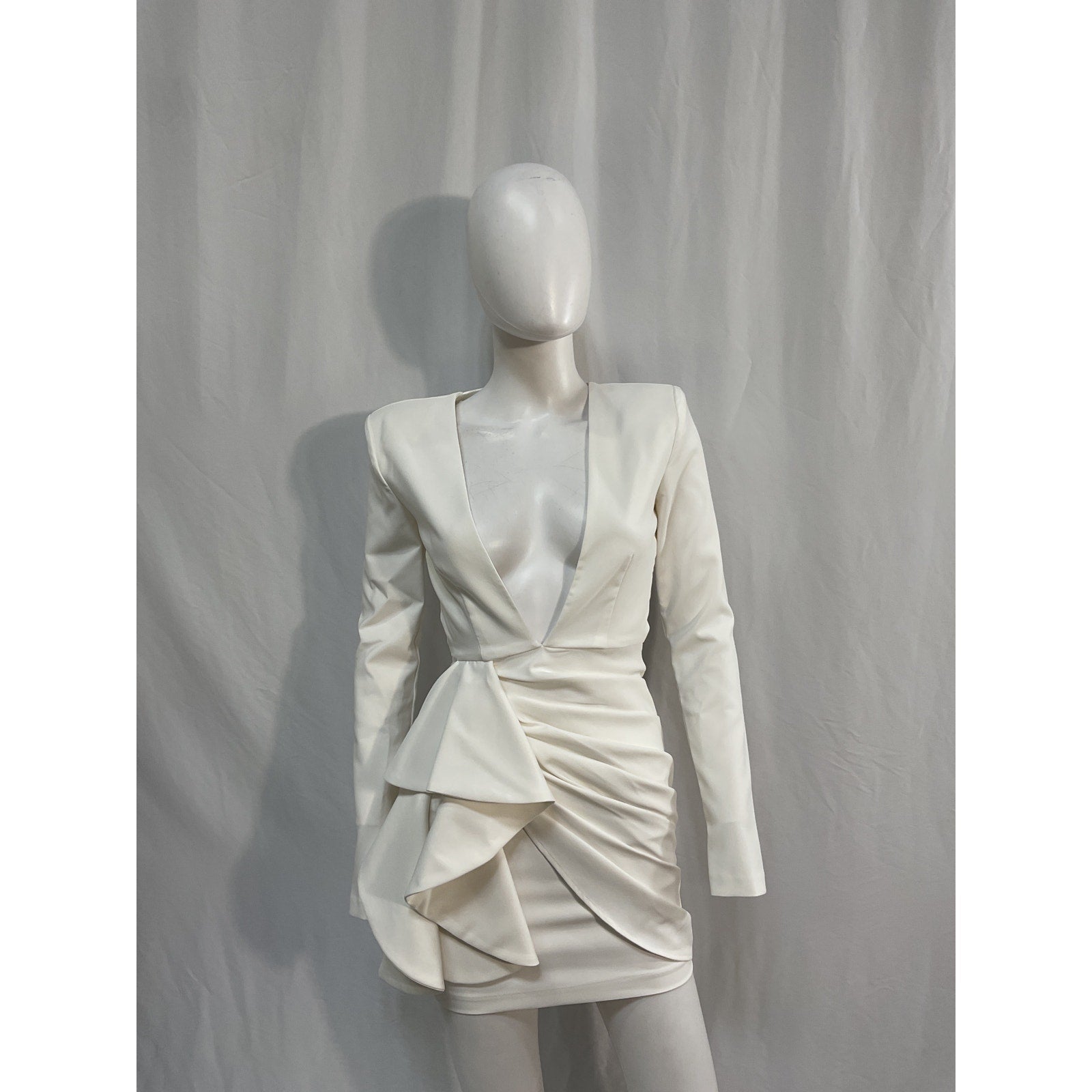 Michael Costello 'Fena' White Polyester Mini Dress Size XXS