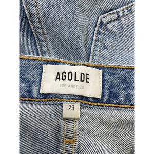 Agolde 'Riley' Blue Cotton High Rise Straight Crop Denim Jean Size 23