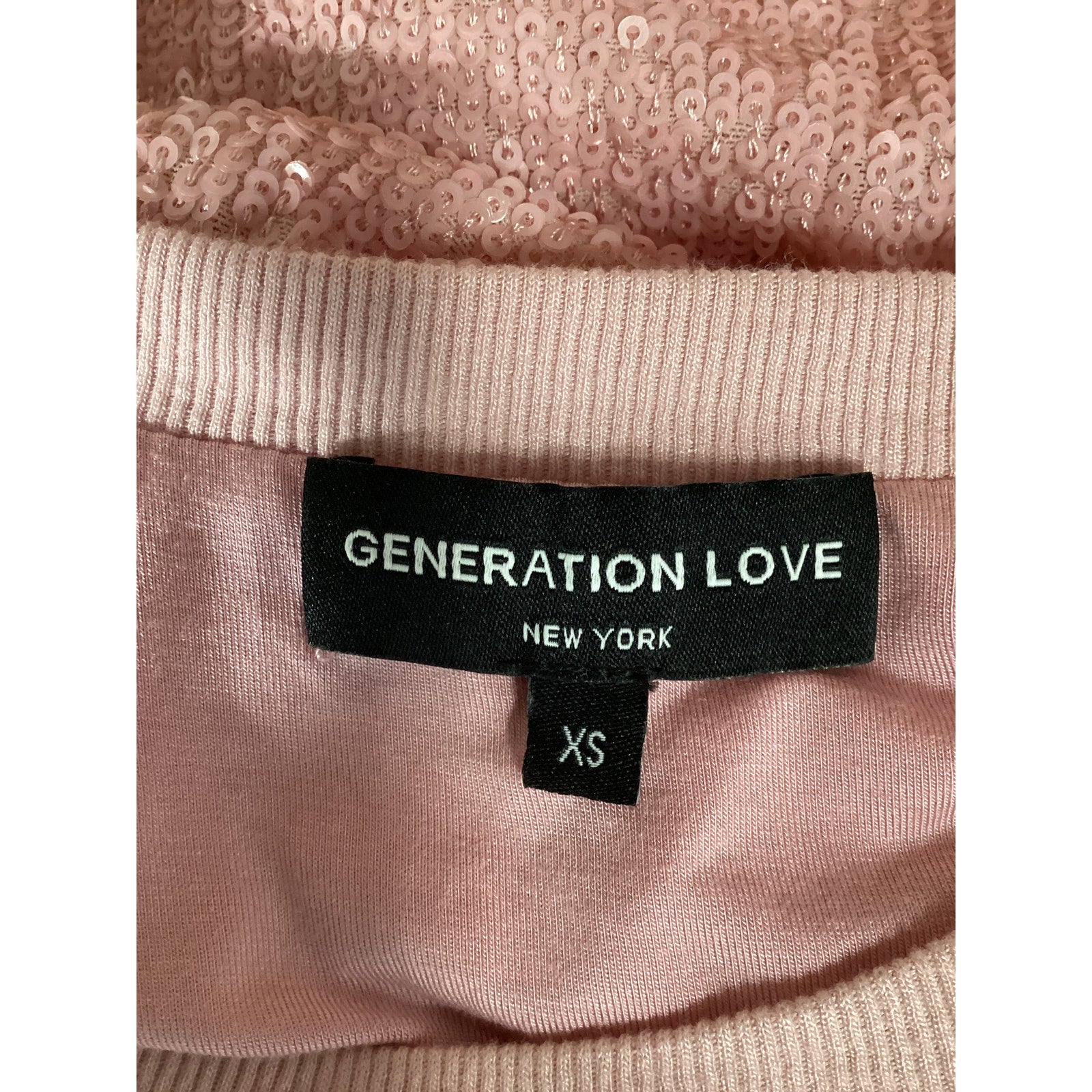 Generation Love 'Kai' Pink Sequined T-Shirt Size XS