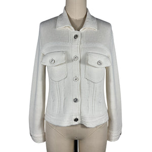 Barrie Ribbed White Buttoned Jacket Size XS