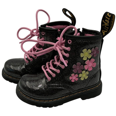 Dr Martens Floral Black Multi 1460 Kids Combat Boot Size 7 US / 6 US