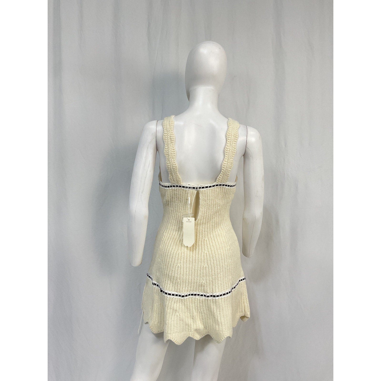 For Love & Lemons 'Jade' Cream Acrylic Dress Size XS - NWT