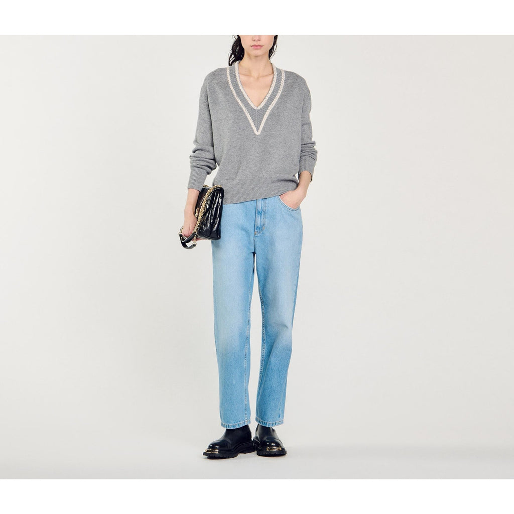 Sandro Wool And Cashmere Grey Wool Sweater Size S