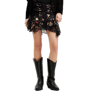 Allsaints Floral Black Erica Kora Mini Skirt Size 10 UK / 6 US