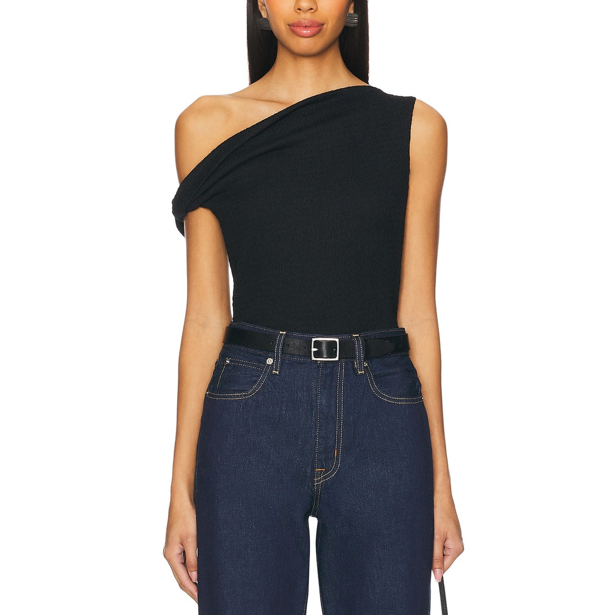 Rag & Bone Black Polyester Lou Off Shoulder Top Size M