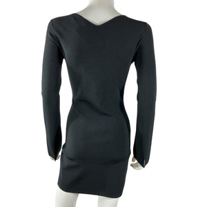 Helmut Lang Sleek Black Cutout Stretch Knit Mini Dress Size XS