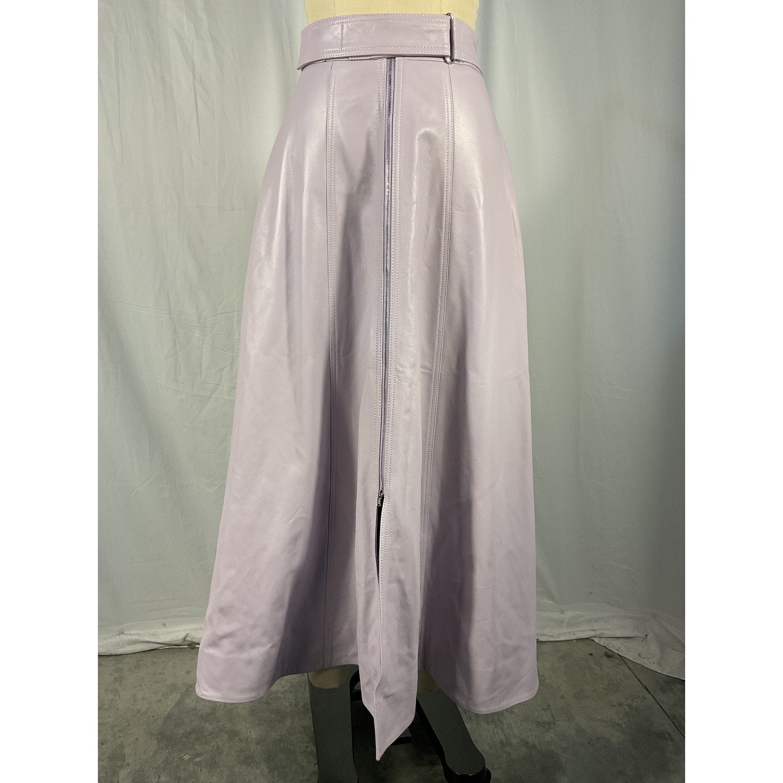 Brandon Maxwell Purple Leather Skirt Size 2