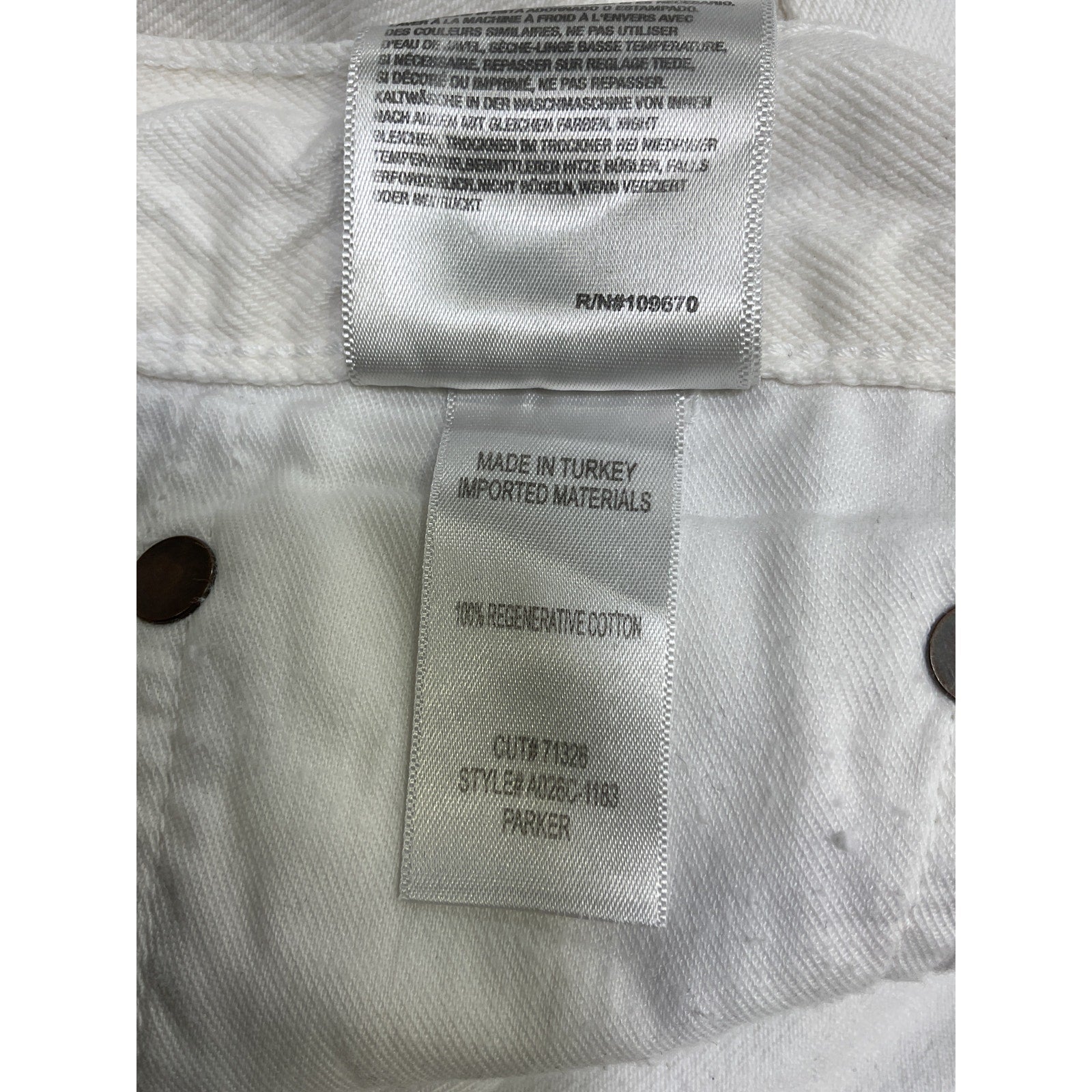 Agolde 'Parker' White Cotton Short Size 28