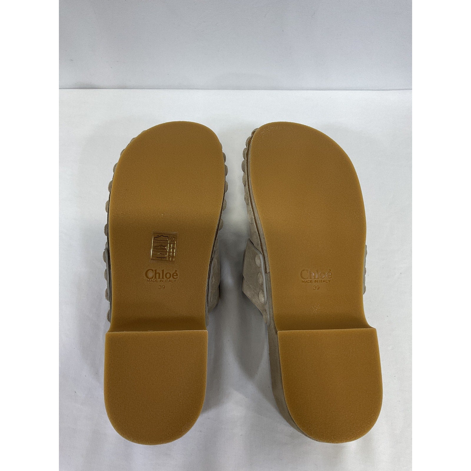 Chlo� 'Joy' Beige Leather Clogs Size 9 - NWT