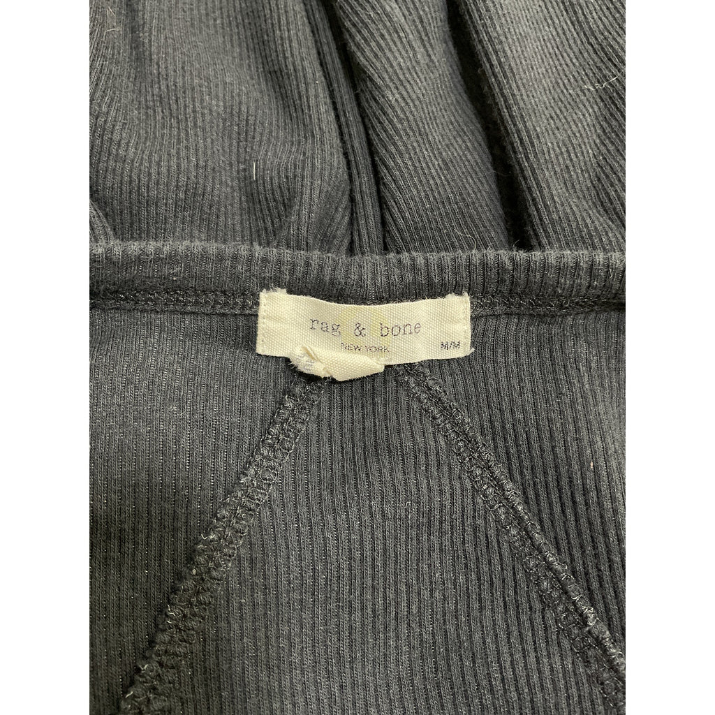 Rag & Bone 'Essential' Black Cotton Rib Long Sleeve Tee Size M