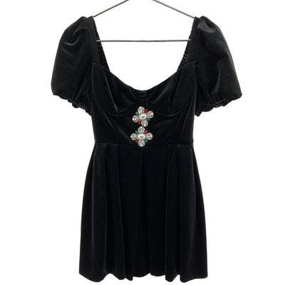 Self-Portrait Velvet Black Sweetheart Mini Dress Size US 4 / UK 8